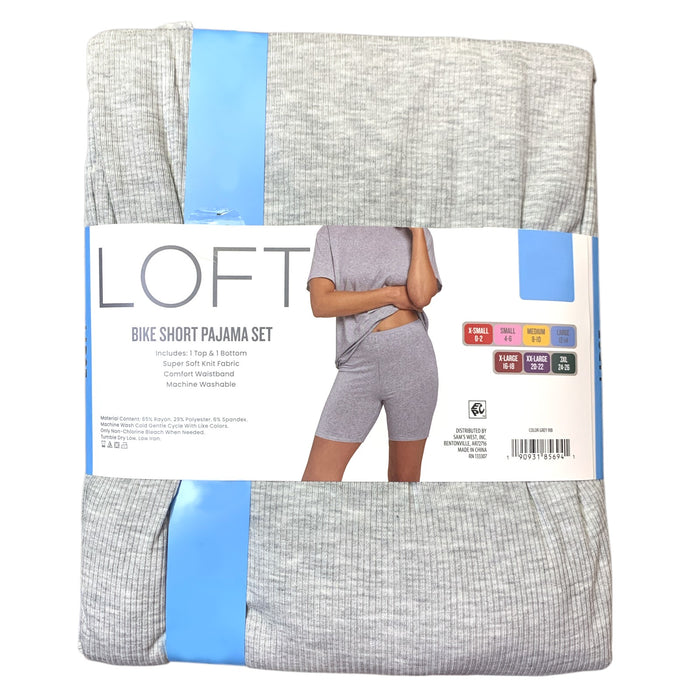 Loft Women's Soft Short Sleeve Top & Bike Short Sleep Set