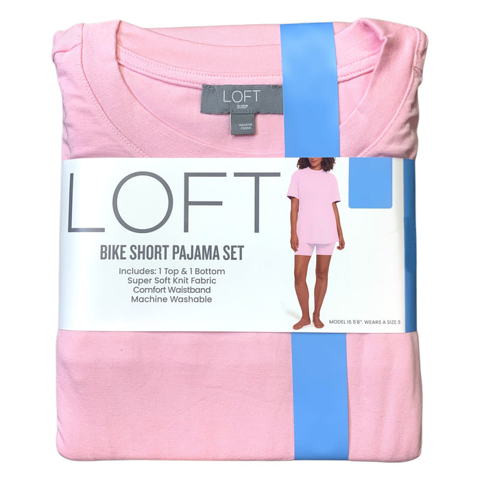 Loft Women's Soft Short Sleeve Top & Bike Short Sleep Set