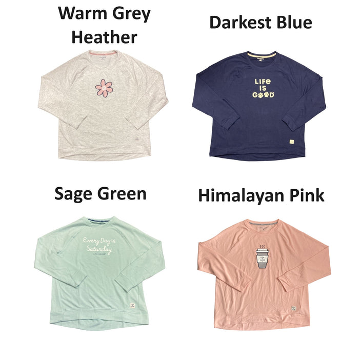 Life Is Good Women's Soft Long Sleeve Crew Neck Logo Sweater