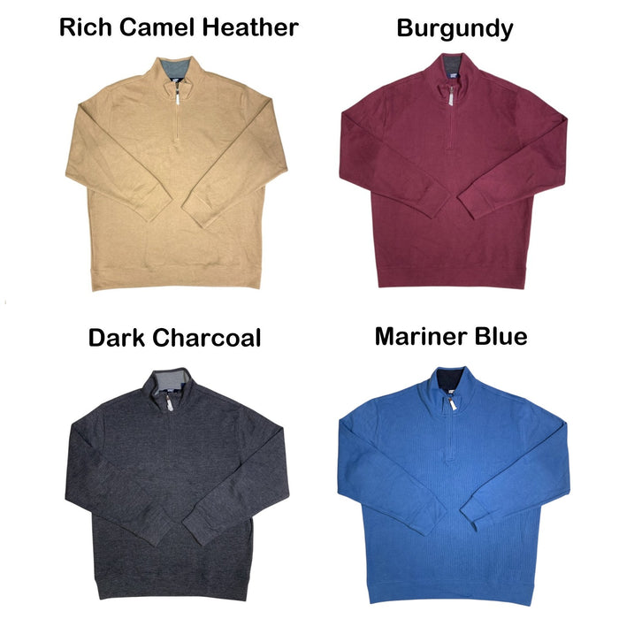 Lands' End Men's Bedford Rib Quarter Zip Long Sleeve Soft Cozy Pullover