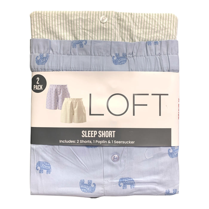 LOFT Women's 2-Pack Sleep Short Pack, 1 Poplin & 1 Seersucker