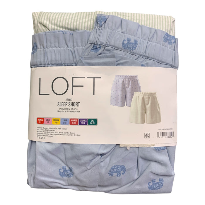 LOFT Women's 2-Pack Sleep Short Pack, 1 Poplin & 1 Seersucker