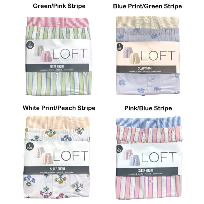 LOFT Women's 2-Pack Sleep Short Pack, 1 Poplin & 1 Seersucker