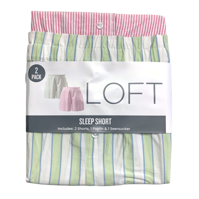 LOFT Women's 2-Pack Sleep Short Pack, 1 Poplin & 1 Seersucker