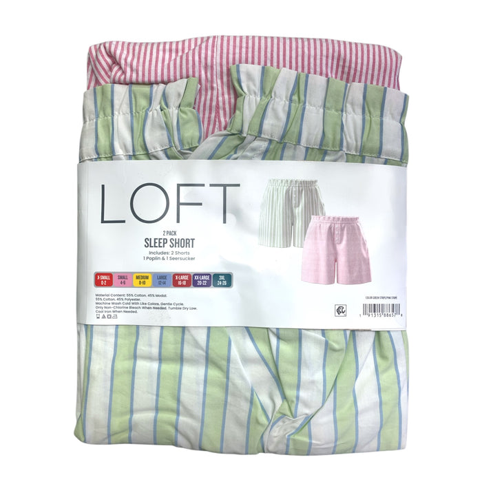LOFT Women's 2-Pack Sleep Short Pack, 1 Poplin & 1 Seersucker