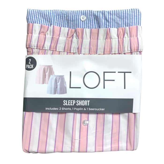 LOFT Women's 2-Pack Sleep Short Pack, 1 Poplin & 1 Seersucker