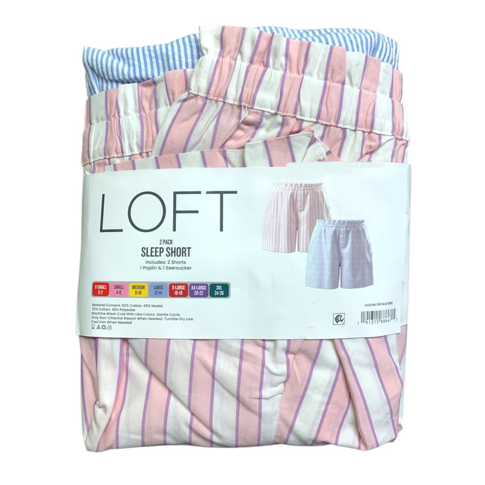 LOFT Women's 2-Pack Sleep Short Pack, 1 Poplin & 1 Seersucker