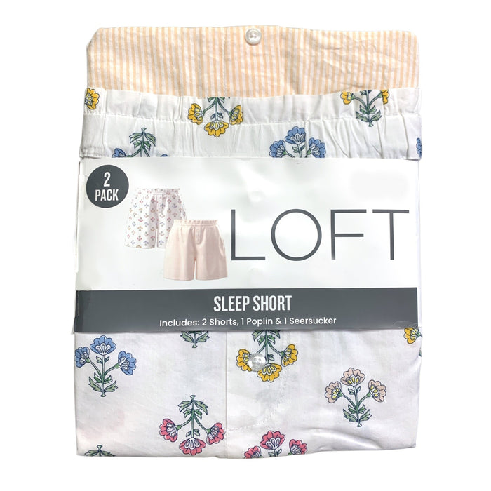 LOFT Women's 2-Pack Sleep Short Pack, 1 Poplin & 1 Seersucker