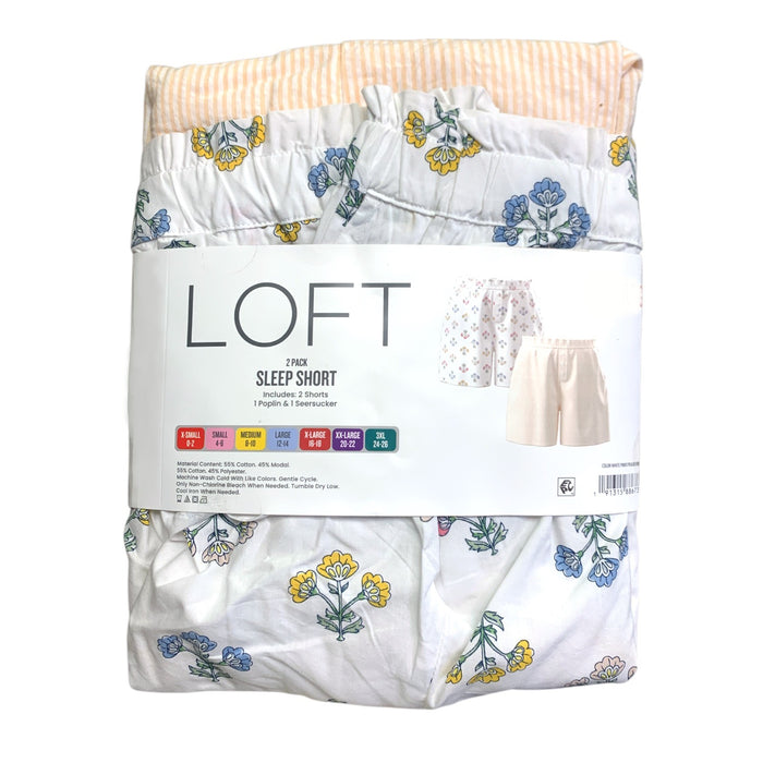 LOFT Women's 2-Pack Sleep Short Pack, 1 Poplin & 1 Seersucker