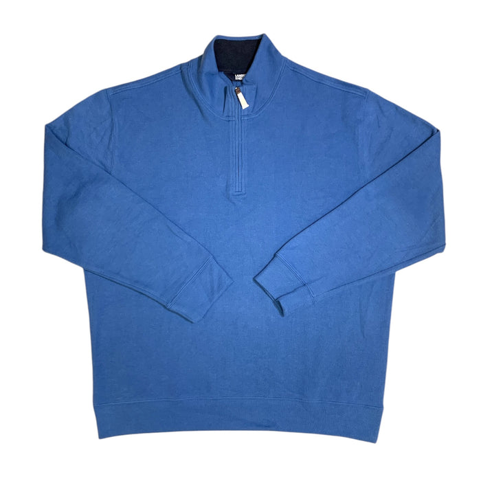Lands' End Men's Bedford Rib Quarter Zip Long Sleeve Soft Cozy Pullover