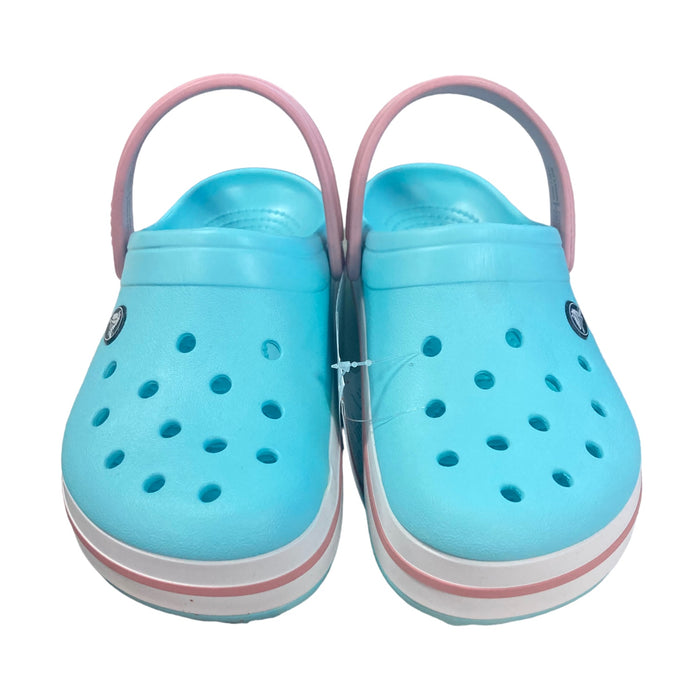 Croc's Kid's Crocband Sporty Clog with Heel Strap (Ice Blue/Pink, J1)