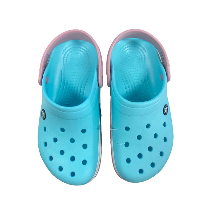 Croc's Kid's Crocband Sporty Clog with Heel Strap (Ice Blue/Pink, J1)