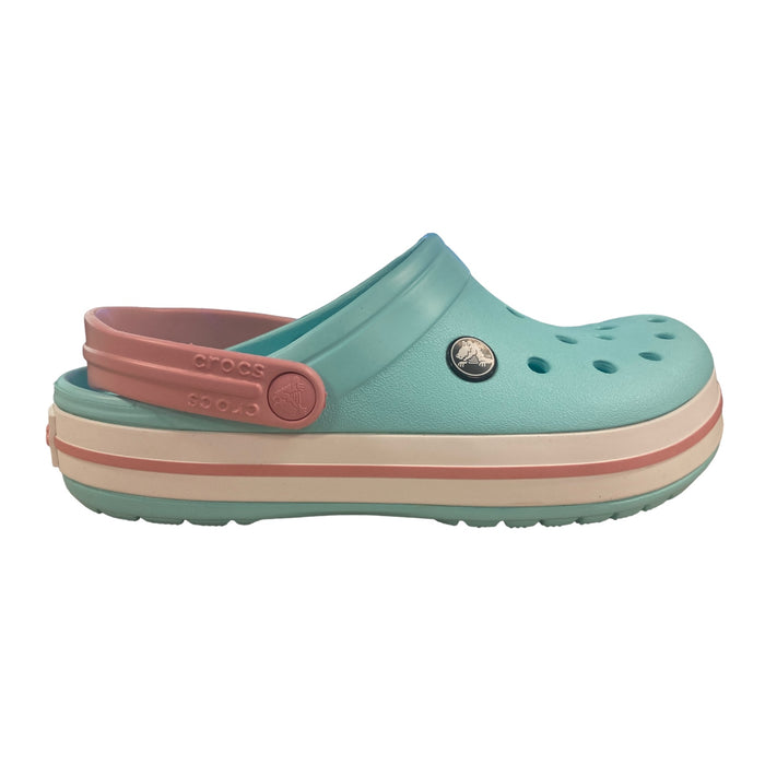 Croc's Kid's Crocband Sporty Clog with Heel Strap (Ice Blue/Pink, J1)