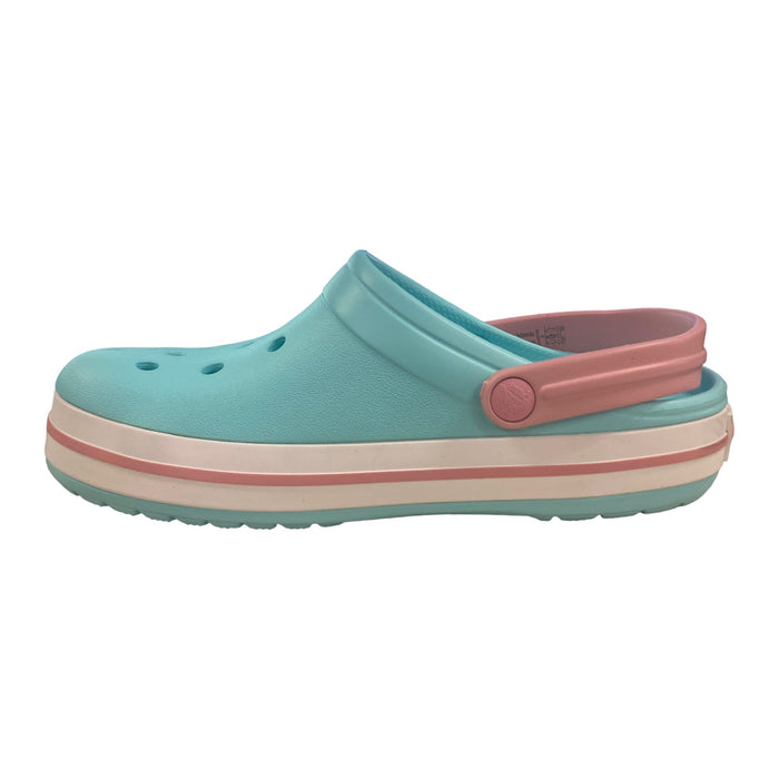 Croc's Kid's Crocband Sporty Clog with Heel Strap (Ice Blue/Pink, J1)