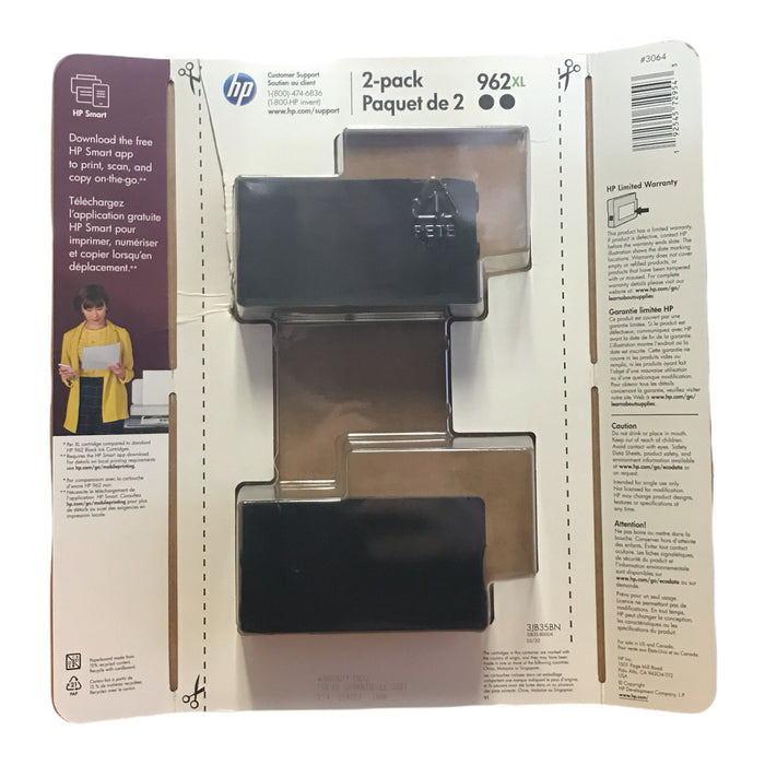 HP 962XL High Yield, Black Original Ink Cartridge, 2 Pack