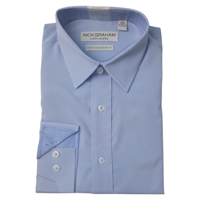 Nick Graham Men's Quick Dry Wrinkle Resistant Long Sleeve Button Up Dress Shirt