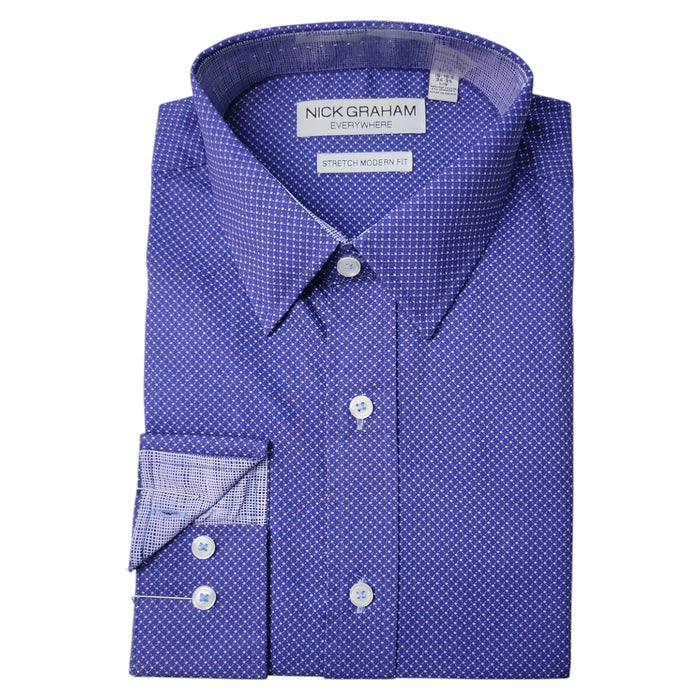 Nick Graham Men's Quick Dry Wrinkle Resistant Long Sleeve Button Up Dress Shirt