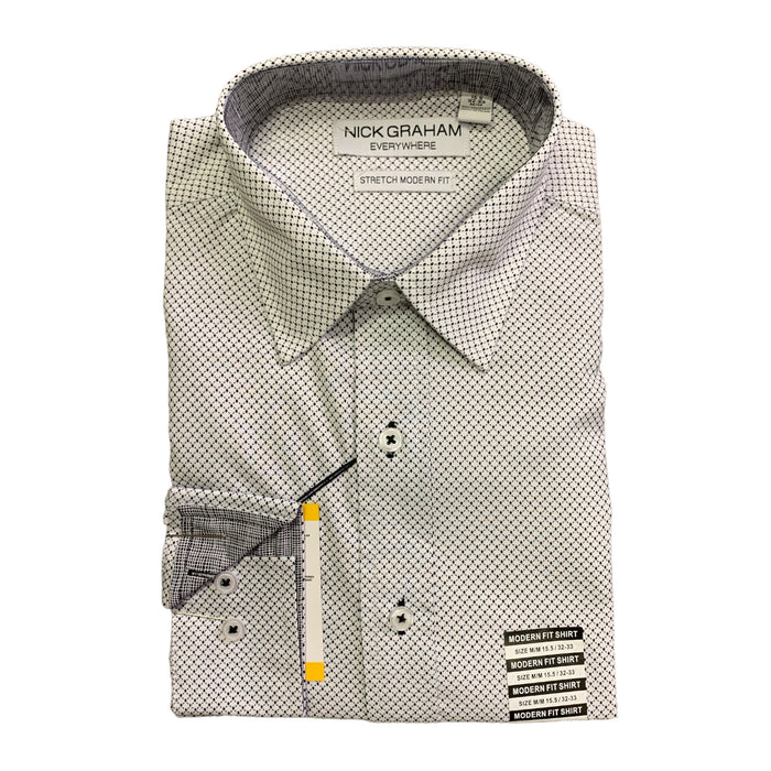 Nick Graham Men's Everywhere Quick Dry Wrinkle Resistant Long Sleeve Collared Button Up Dress Shirt, N7GDS1242SC