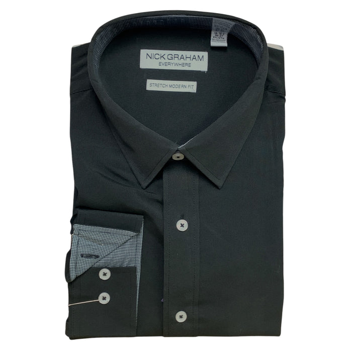 Nick Graham Men's Quick Dry Wrinkle Resistant Long Sleeve Button Up Dress Shirt