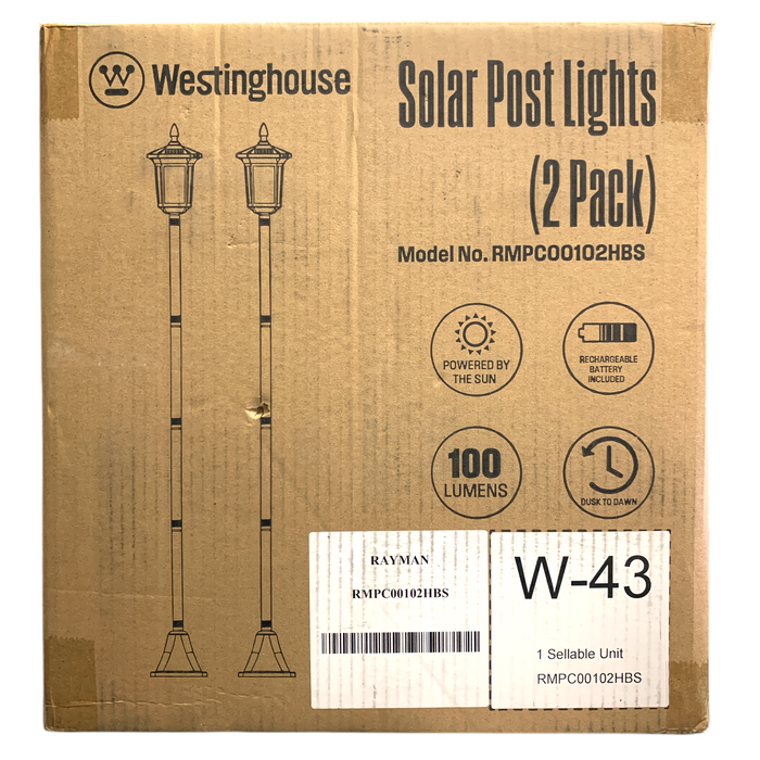 Westinghouse LED Solar Post Lights 100 Lumens, 2-Pack