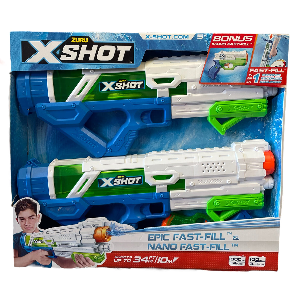 Water Gun Target ZURU X-Shot Epic Fast Fill - Pistola Nerf Ricaricabile 1000ml | Gioco Acqua Per Bambini E Adulti Ricarica Rapida 56221