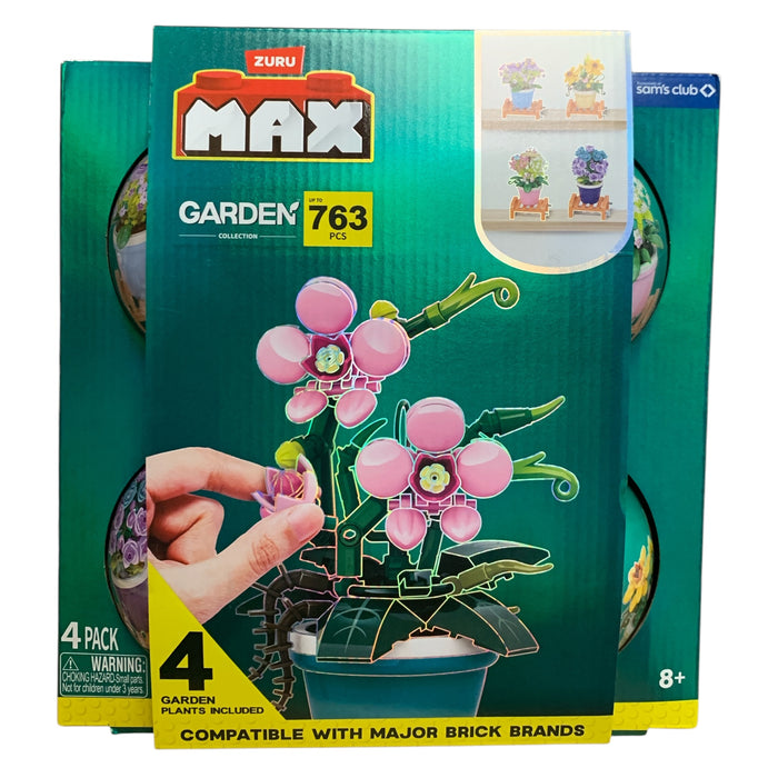Zuru Max Garden Collection Brick Building Kits, Assorted 4 Pack, 763 Pieces