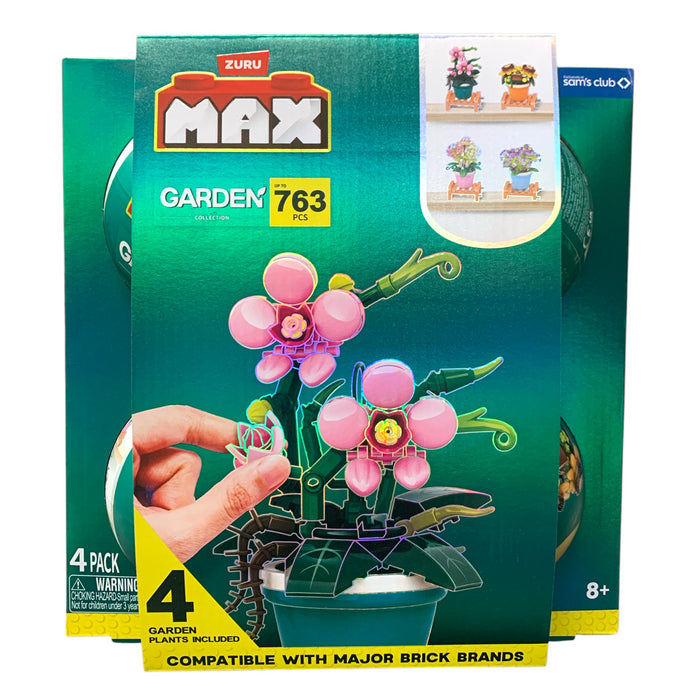 Zuru Max Garden Collection Brick Building Kits, Assorted 4 Pack, 763 Pieces
