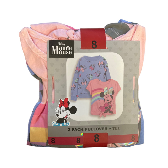 Disney Minnie Mouse Youth Girl's 2 Pack Short Sleeve Tee and Soft Crew Neck Pullover