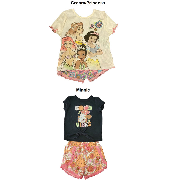 Disney Princess Toddler Girl's 2 Piece Woven Short Sleeve and Short Set