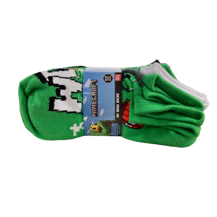 Minecraft Boy's 12 Pair Set Breathable Lightweight Graphic Print No Show Socks