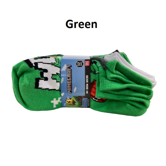 Minecraft Boy's 12 Pair Set Breathable Lightweight Graphic Print No Show Socks