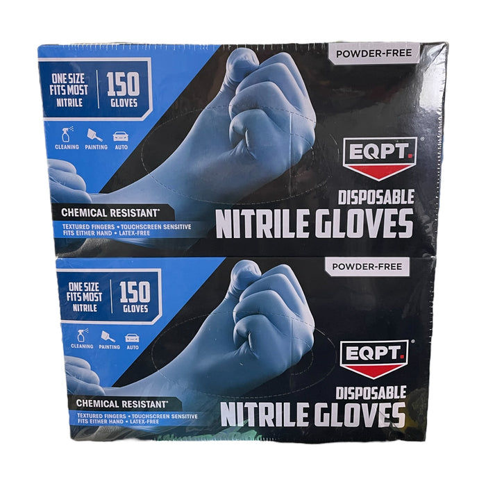 EQPT 2 Pack Industrial Powder-Free Nitrile Gloves, Blue, 150 Count