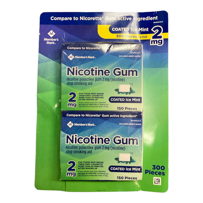 Member's Mark 2 mg Nicotine Polacrilex Gum, Coated Mint Flavor (300 Count)