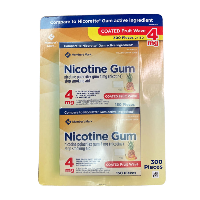 Member's Mark 4 mg Nicotine Polacrilex Gum, Coated Fruit Flavor (300 ct.)