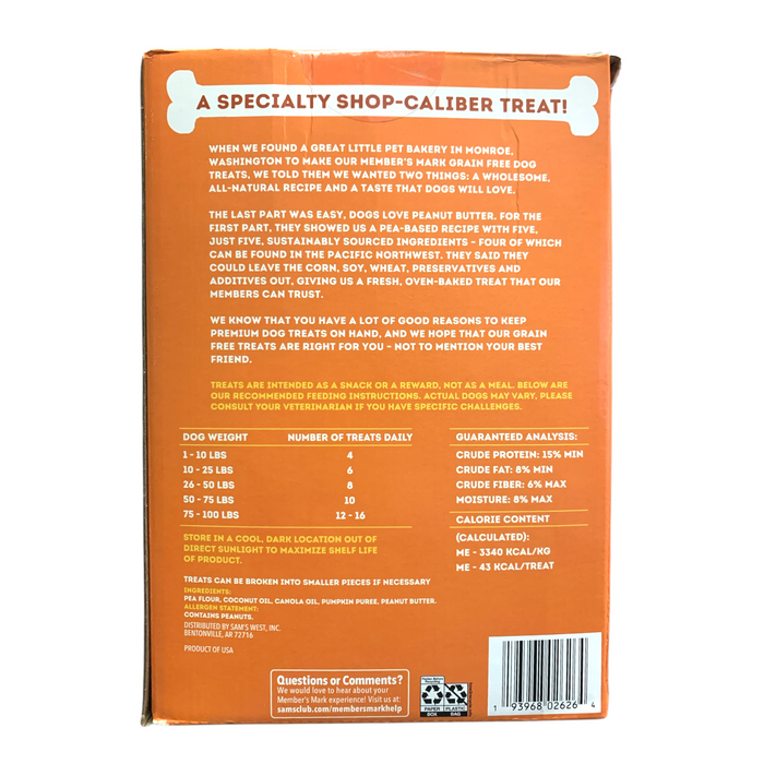 Member's Mark Grain-Free Dog Treat Biscuits, Peanut Butter Flavored, 5 lbs.