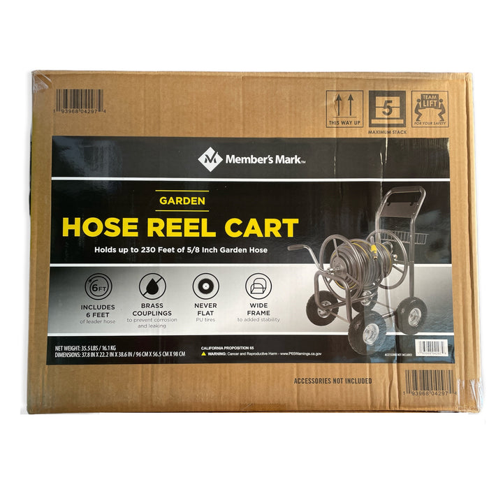 Member's Mark Hose Reel Cart with Steel Basket, Heavy Duty, Up to 230' of Hose