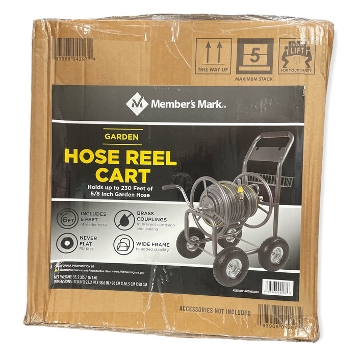 Member's Mark Hose Reel Cart with Steel Basket, Heavy Duty, Up to 230' of Hose