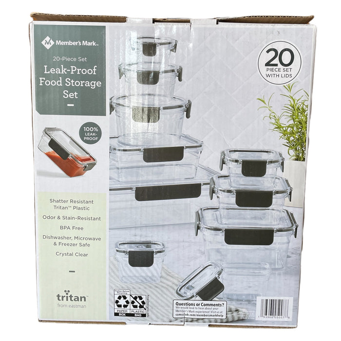 Member's Mark 20 Piece Tritan Food Storage Container Set, Black