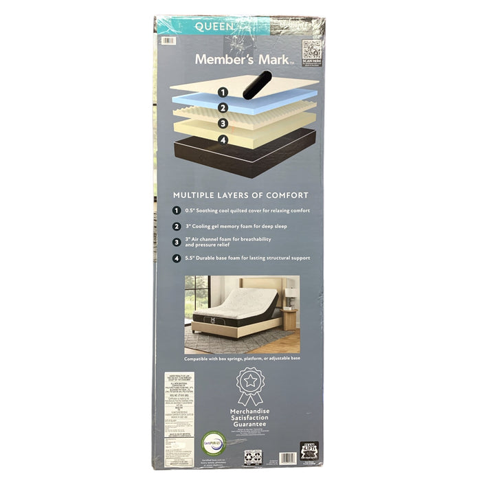 Member's Mark 12-Inch Gel Memory Foam Mattress, Medium Feel, Queen