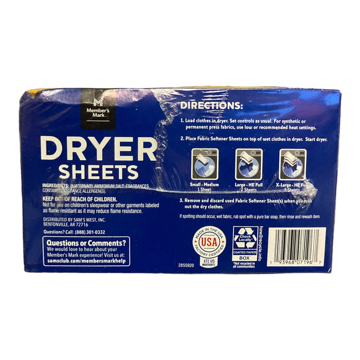 Member's Mark Fabric Softener Dryer Sheets, 480 ct.