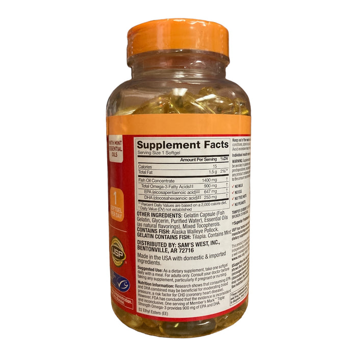Member's Mark 900mg Triple Strength Omega-3, 150 Total Softgels