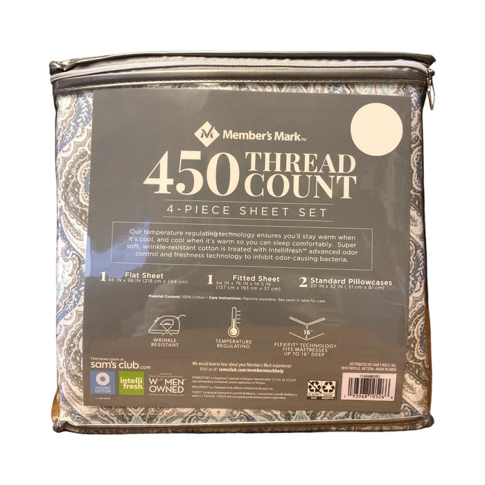 Member's Mark 450-Thread Count Sheet Set, Deep Pocket Fitted Sheet, Chambord