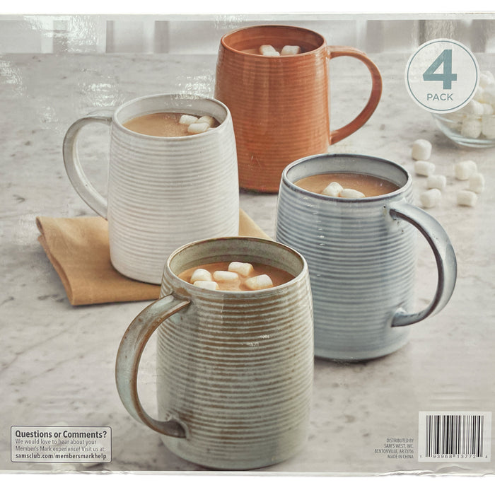 Member's Mark 4-Piece Speckled Artisan Mug Set, Oversized Handcrafted 17.5oz