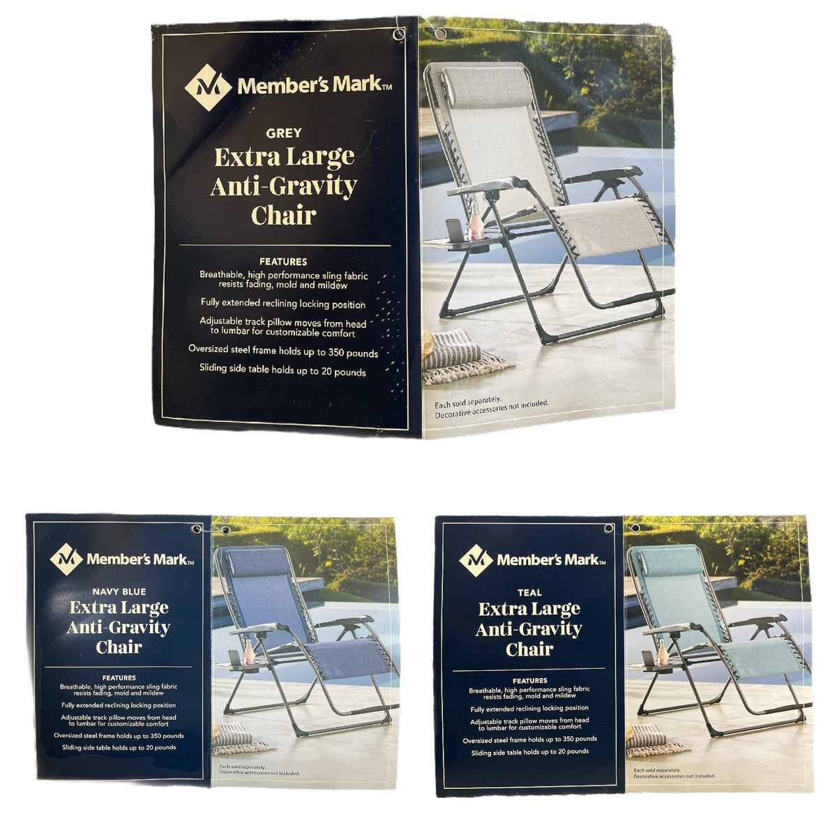Member's Mark Extra Large Anti-Gravity Chair, 350lbs, Side Table ...