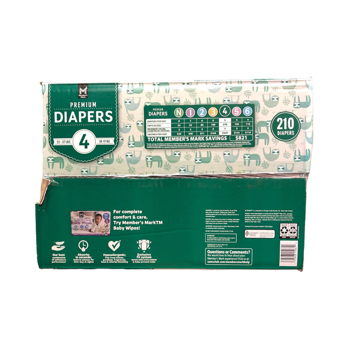 Member's Mark Premium Baby Diapers, Size 4 (22-37 Pounds), 210 Count