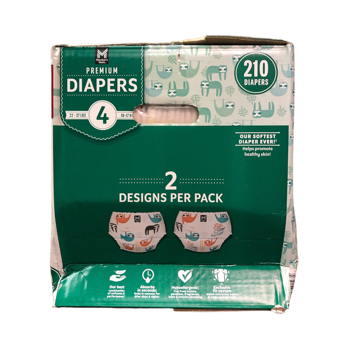 Member's Mark Premium Baby Diapers, Size 4 (22-37 Pounds), 210 Count