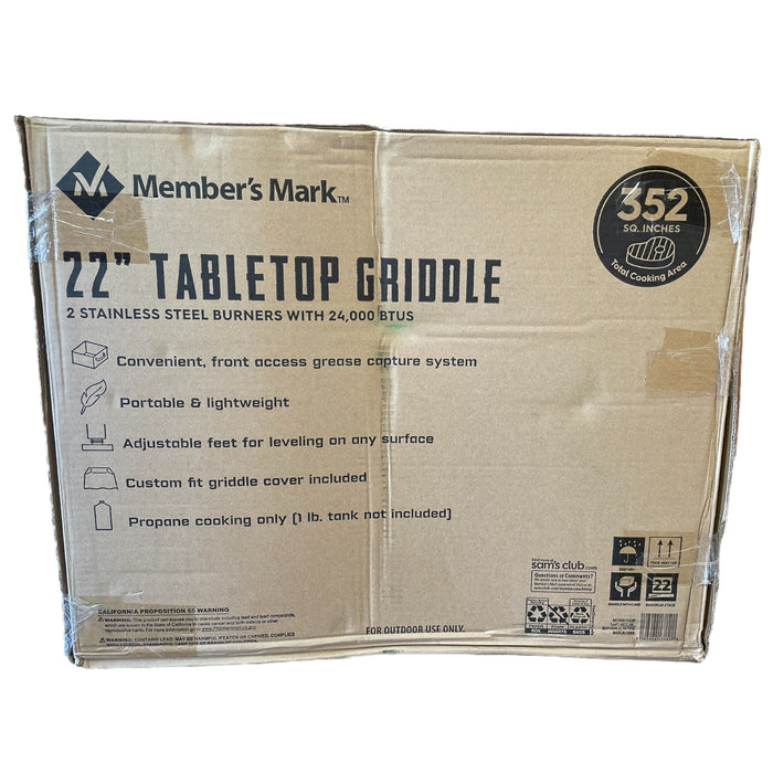 Member's Mark 22" Tabletop Griddle, 2 Stainless Steel Burners w/ 24,000 BTUS