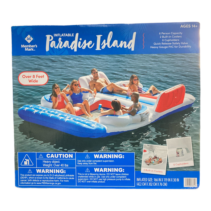 Member's Mark Paradise Island, Bench +Backrests, 2 Coolers, Red/Blue/White