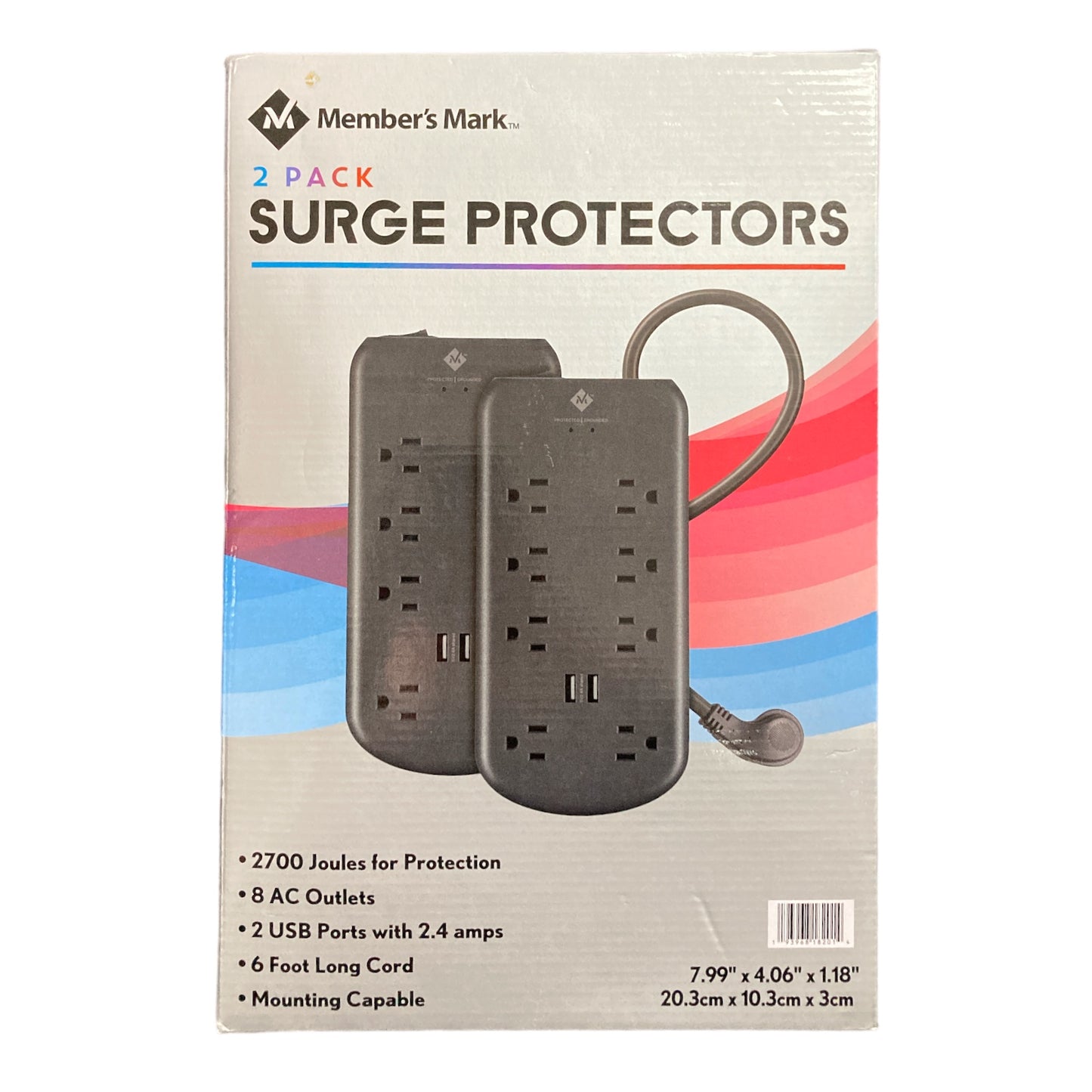 Member's Mark Surge Protector Bundle With USB (2-Pack)