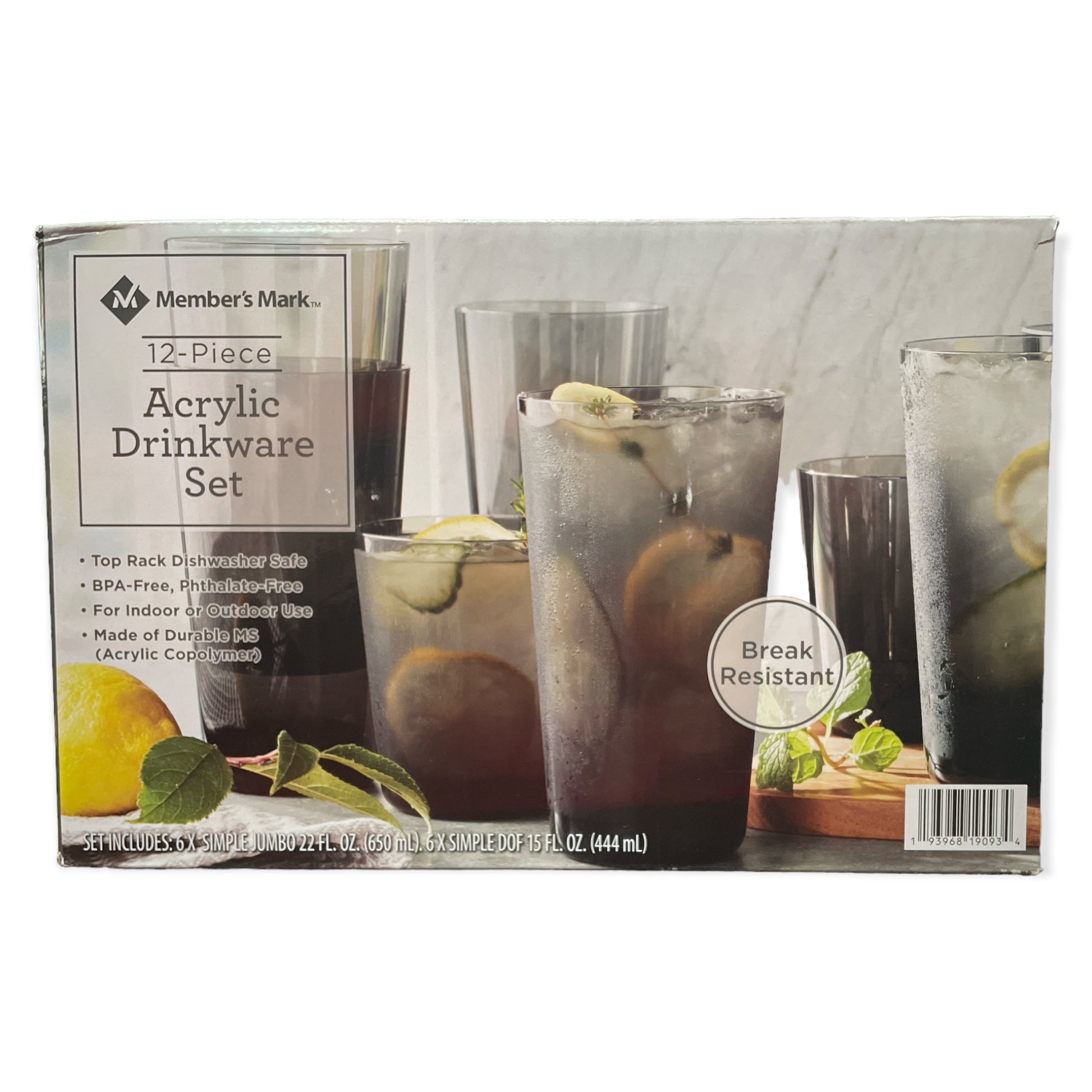 Member's Mark 12 Piece Acrylic Bubble Drinkware Set (6 x 24 fl oz, 6 x 16  fl oz)